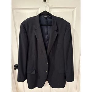 Jos A‎ Bank Jacket Mens Navy Blue 50L 100% Wool Blazer Sport Coat